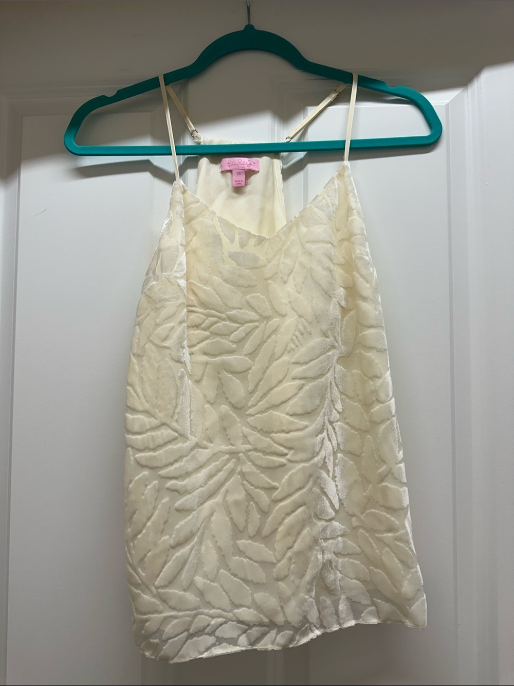 Lilly Pulitzer Cream Velvet Leaf-Pattern Women's Cami - size xs